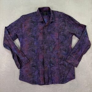 Maceoo Mens Size 5 XL Button Down Shirt Adult Purple Luxor Camo Italian Fabric
